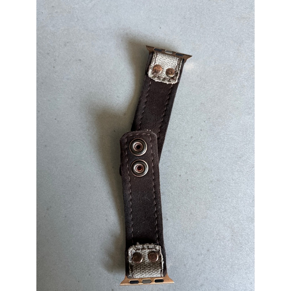 Upcycled Gucci Monogram Leather Watch Band Rose Gold Hardware Luxury Boho Small - Picture 2 of 7